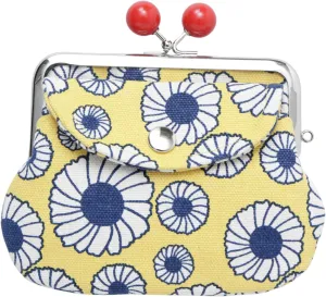 [倭物や Kaya] Gamaguchi - Purse with Clasp/Oriental Eastern European Design Japanese Retro Parent and Child Purse Partition JMP9104 Flower YELLOW