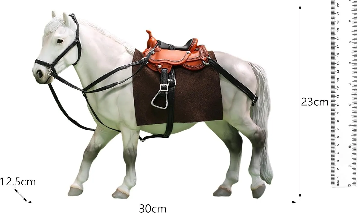 1/12 Scale Realistic Horse Figurines for Action Figures, Ideal Diorama Addition, White
