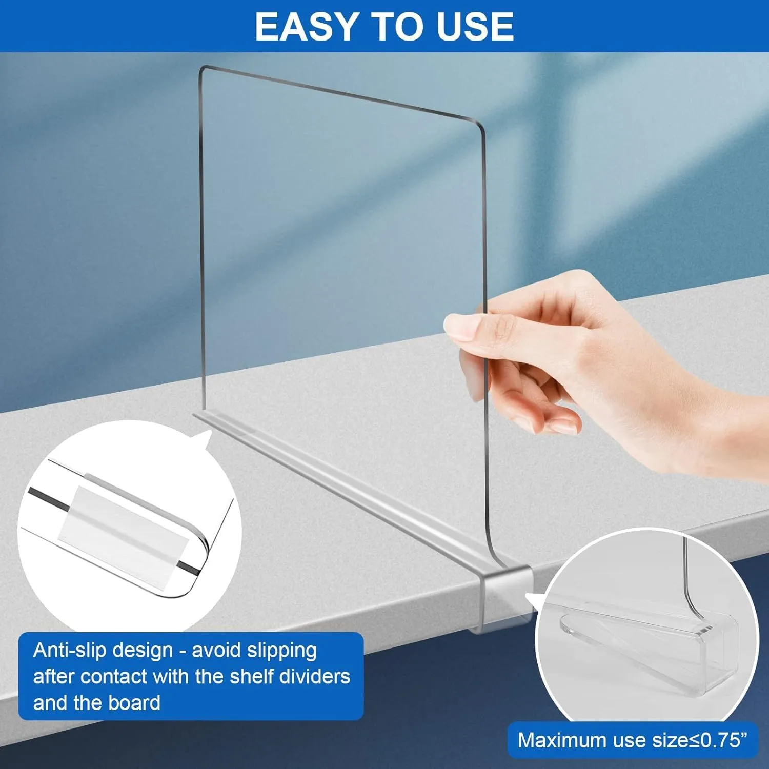 12 Inches Tall [Extra Tall Version] Shelf Dividers for Closet Organization and Storage, 8 Pack Purse Organizer for Closet Acrylic Bookshelf for Organization, Perfect for Sweater Shirts Handbags