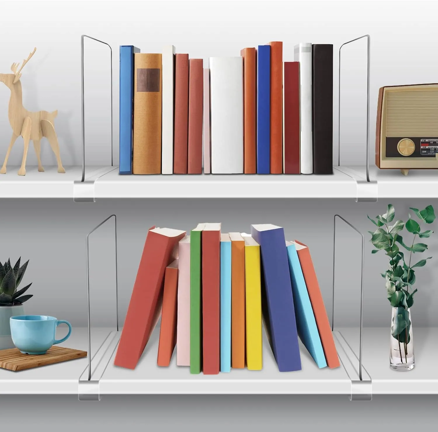 12 Inches Tall [Extra Tall Version] Shelf Dividers for Closet Organization and Storage, 8 Pack Purse Organizer for Closet Acrylic Bookshelf for Organization, Perfect for Sweater Shirts Handbags