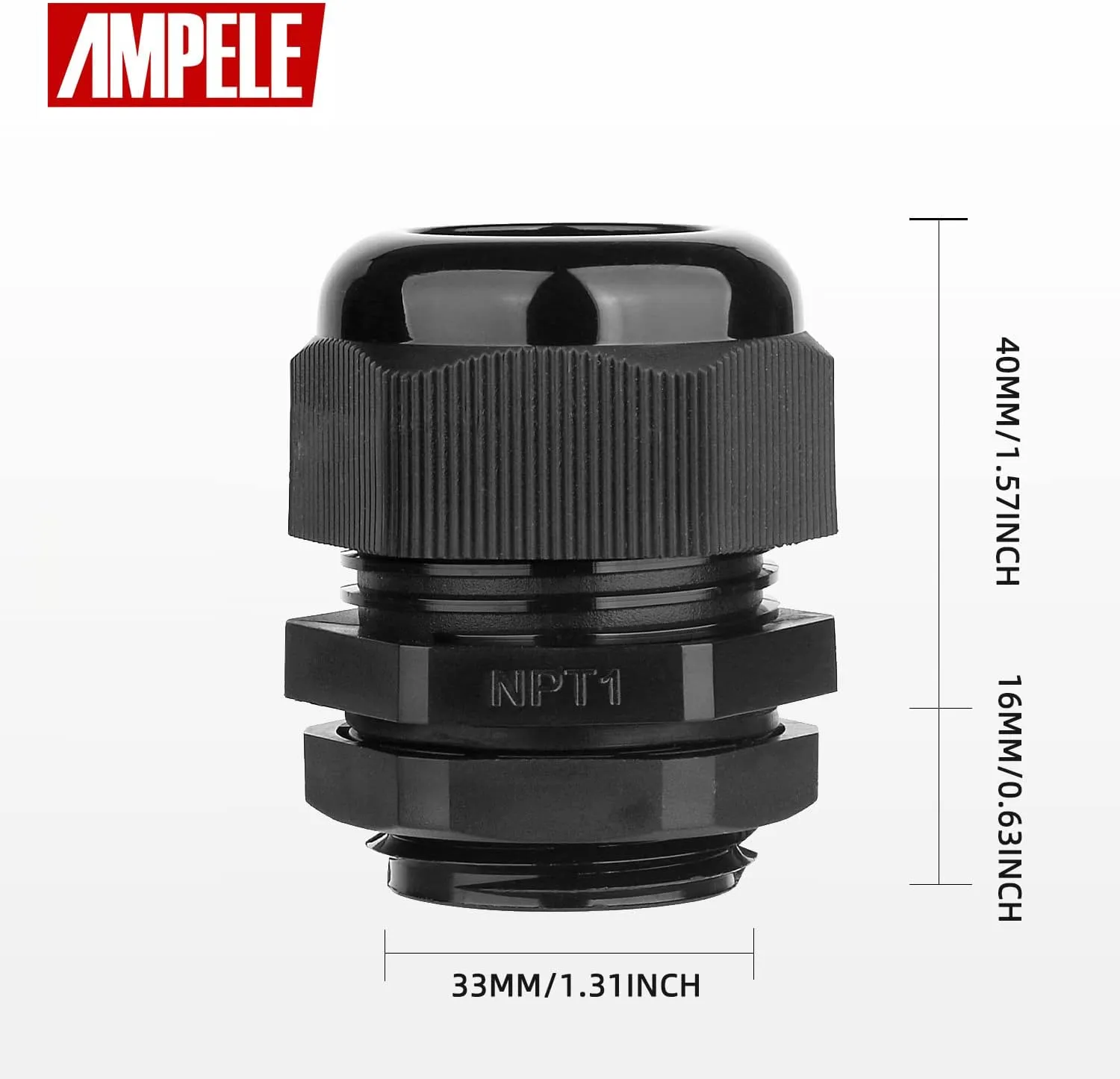 12 Pack 1'' NPT Cable Gland Waterproof Adjustable 18.5-25mm/0.73-0.98inch Nylon Cable Glands Joints with Gaskets (1", 12 Pack)