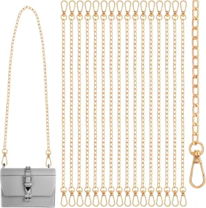 16 Pcs Gold Purse Chain 47" Metal Shoulder Cross Body Bag Strap Replacement with Buckle for DIY Handbags Crossbody Clutch Repair Handmade Craft