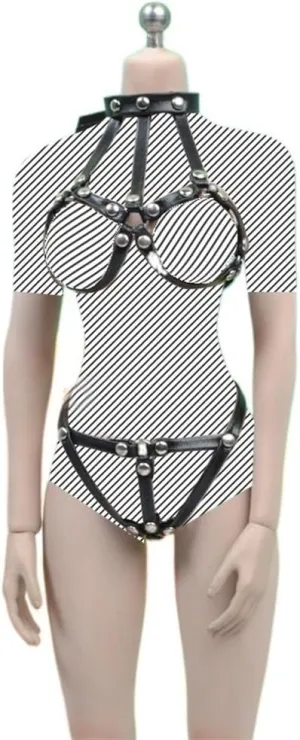 1/6 Scale Female Soldier Model Figure Doll Leather Body Chain Waist Chain Belts for 12 inch Action Figure Doll Body Accessories Doll(Black)