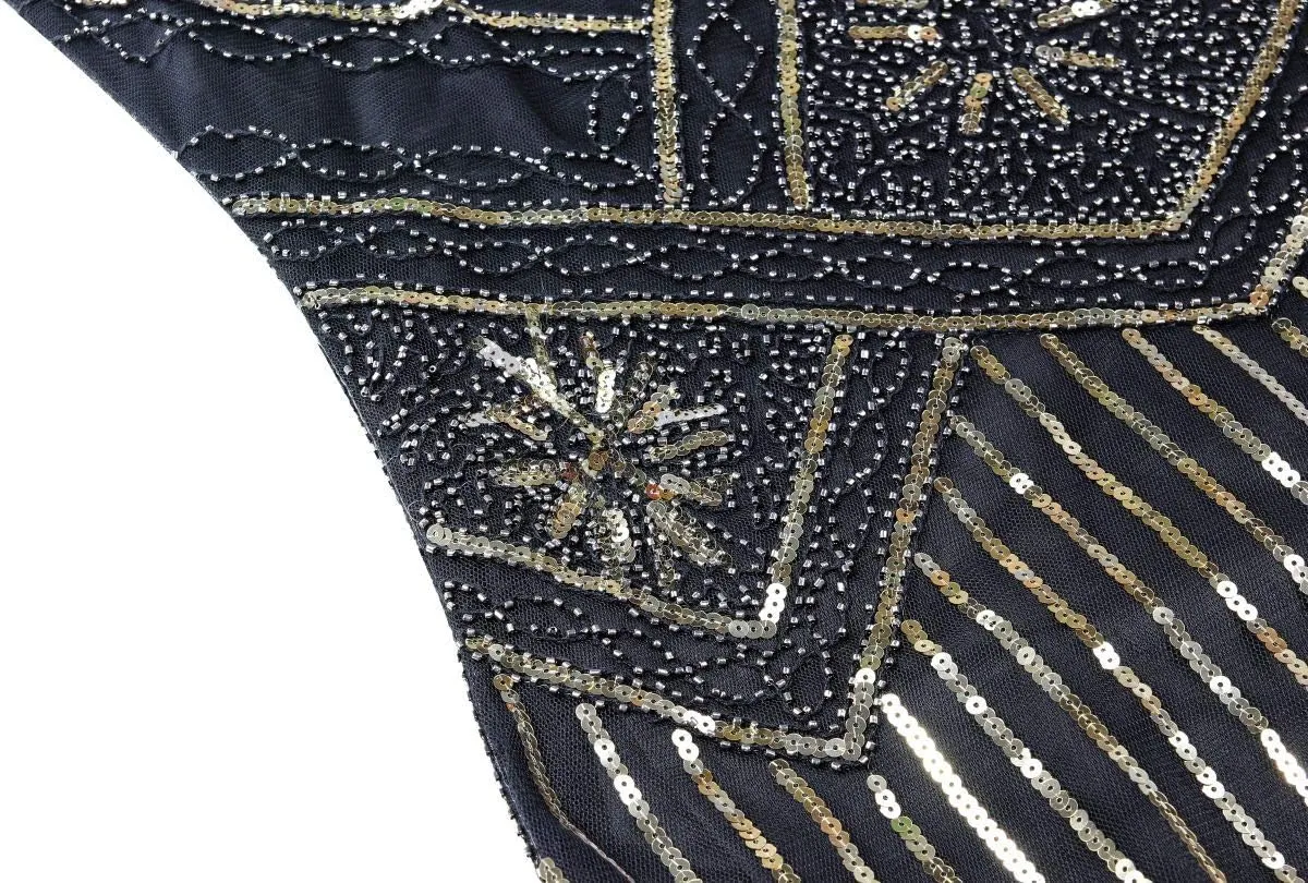1920s Gatsby Sequin Fringed Paisley Flapper Dress with 20s Accessories Set
