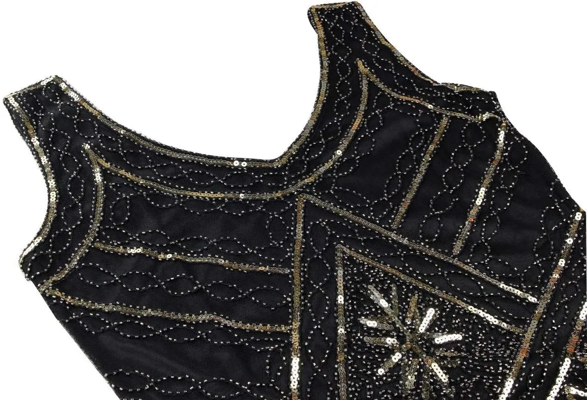 1920s Gatsby Sequin Fringed Paisley Flapper Dress with 20s Accessories Set