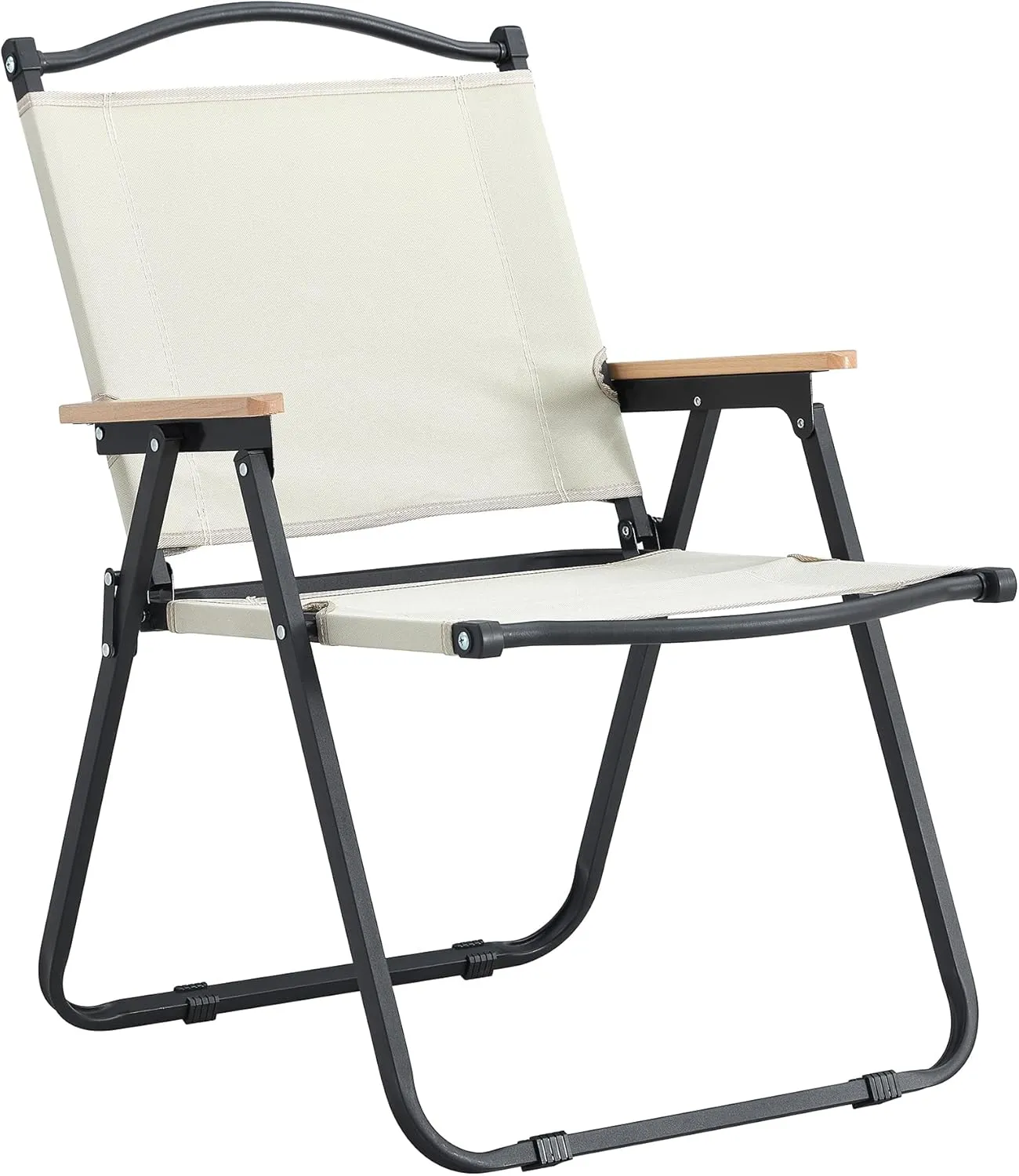 2 Foldable Chairs in Beige - Ideal for Indoor, Outdoor Camping, Picnics, Beach, Backyard, Grill Parties, Patio Use