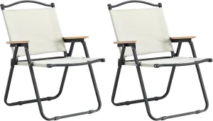 2 Foldable Chairs in Beige - Ideal for Indoor, Outdoor Camping, Picnics, Beach, Backyard, Grill Parties, Patio Use