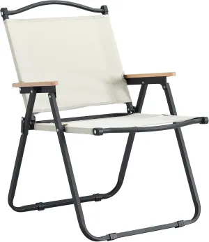 2 Foldable Chairs in Beige - Ideal for Indoor, Outdoor Camping, Picnics, Beach, Backyard, Grill Parties, Patio Use