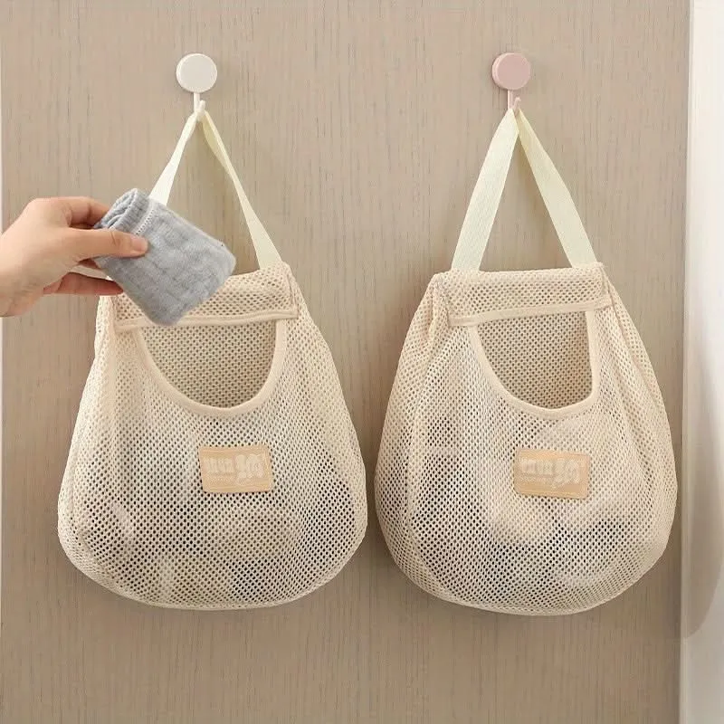 2-Pack Hanging Mesh Storage Bags – Wall-Mounted Fabric Organizer