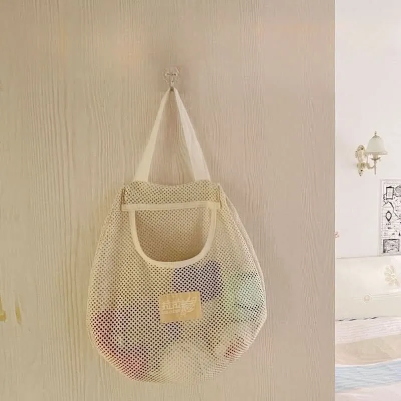 2-Pack Hanging Mesh Storage Bags – Wall-Mounted Fabric Organizer