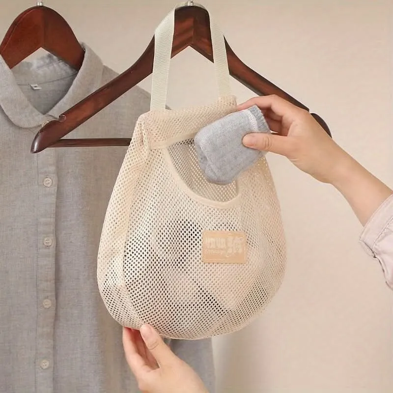 2-Pack Hanging Mesh Storage Bags – Wall-Mounted Fabric Organizer