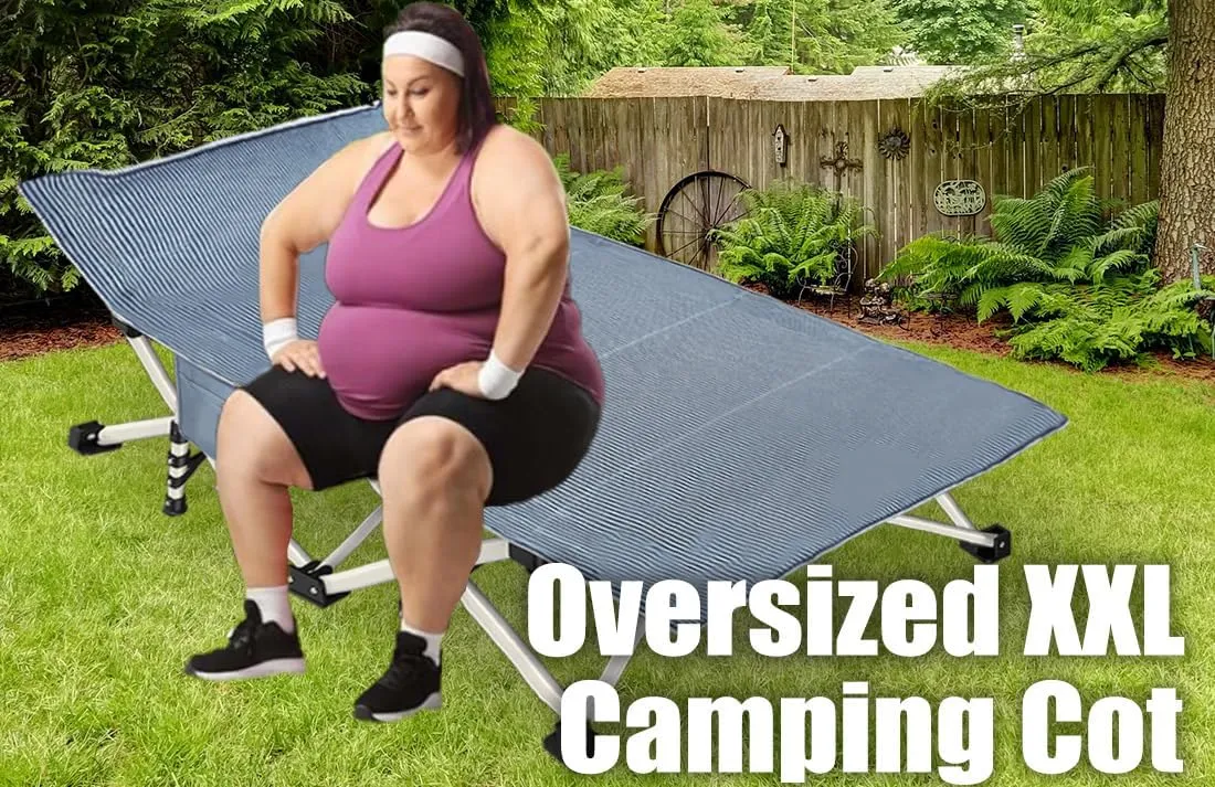 2 Pack XXL 32 Inches Camping Cot with Mattress Extra Large Width Oversize Folding Cot Heavy Duty Comfortable Cots for Sleeping Guest Bed with Carry Bag Easy to Set-up for Home Indoor Outdoor