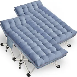 2 Pack XXL 32 Inches Camping Cot with Mattress Extra Large Width Oversize Folding Cot Heavy Duty Comfortable Cots for Sleeping Guest Bed with Carry Bag Easy to Set-up for Home Indoor Outdoor