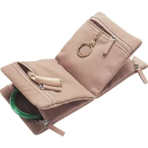 2 pcs Brown Travel Jewelry Storage Bag - Soft Faux Suede, Jade Bracelet Protector