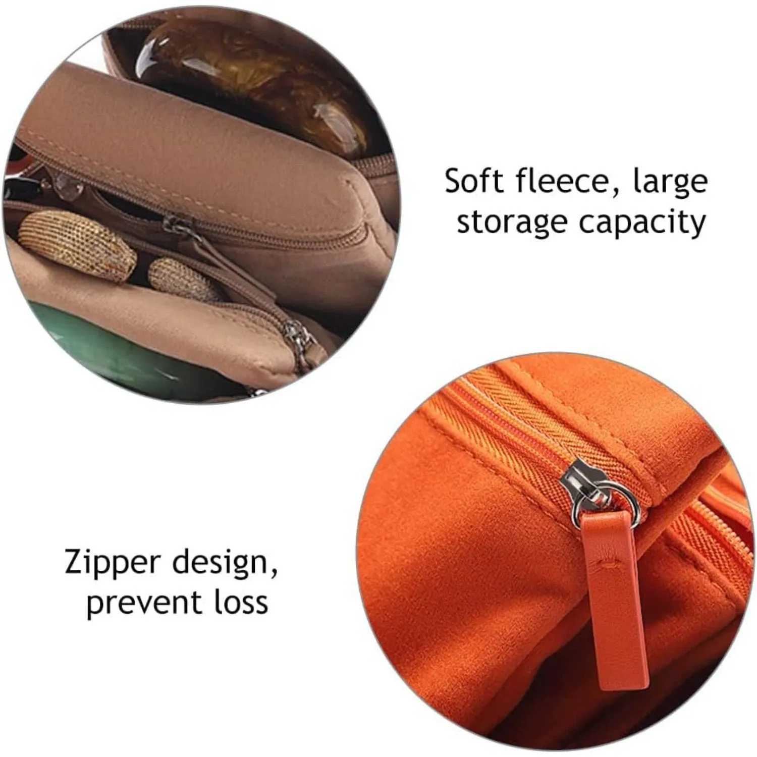 2 pcs Brown Travel Jewelry Storage Bag - Soft Faux Suede, Jade Bracelet Protector