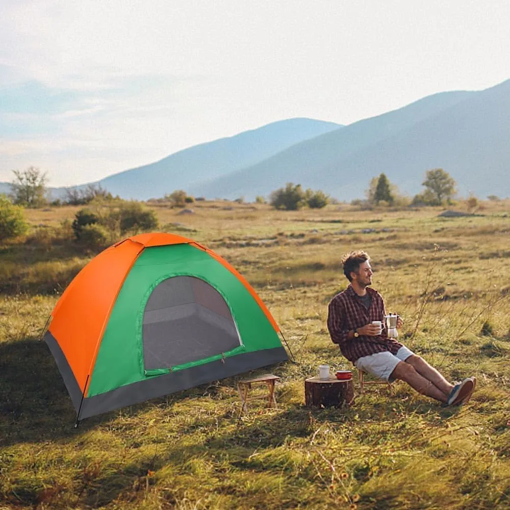 2-Person Camping Tent Canopy, Portable Windproof & Waterproof Pop Up Tents with Dual-Way Zip and Carrying Bag Lightweight Family Tents for Outdoor Activity Backoacking, All-Weather Easy Setup Tent