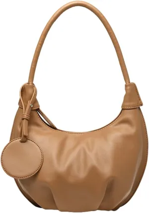 2025 Leather Tote Bag Crescent Purse for Women Solid Color Shoulder Handbag Vintage Hobo Bag Tote Purse Soft Leather Handbags
