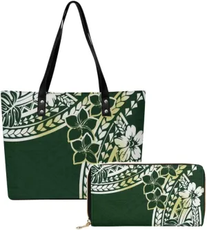 2025 New Polynesian Women'S Handbag And Purse Samoa Hawaii Fiji Islands Art Women'S Bag 2 Piece Set