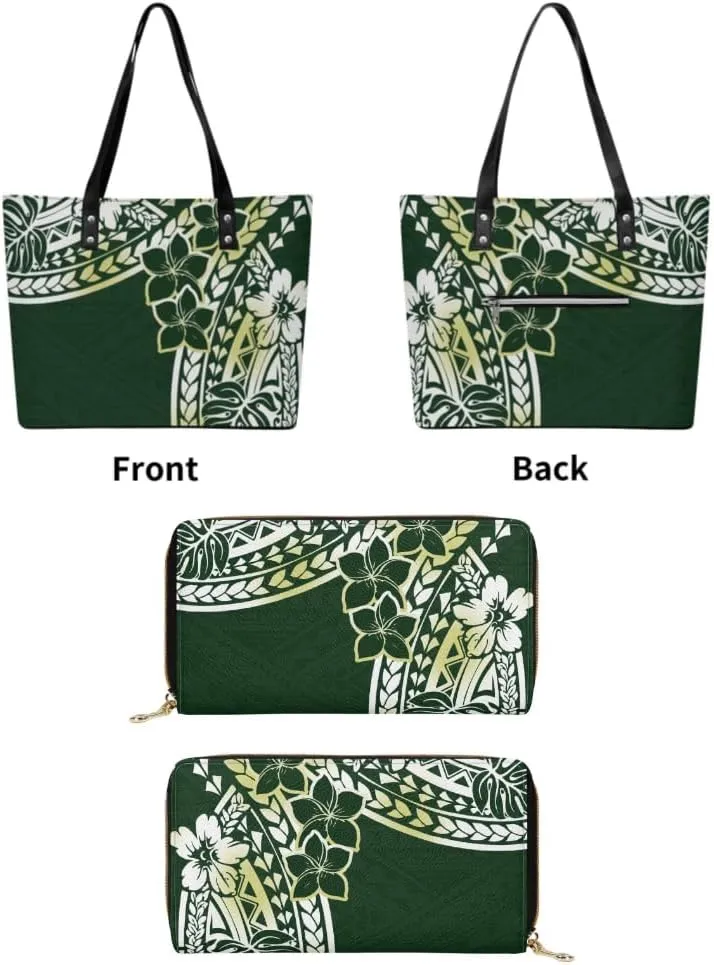2025 New Polynesian Women'S Handbag And Purse Samoa Hawaii Fiji Islands Art Women'S Bag 2 Piece Set