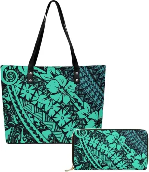 2025 Polynesian Women'S Bag 2-Piece Women'S Pu Handbag Large Capacity Shoulder Bag And The Same Purse