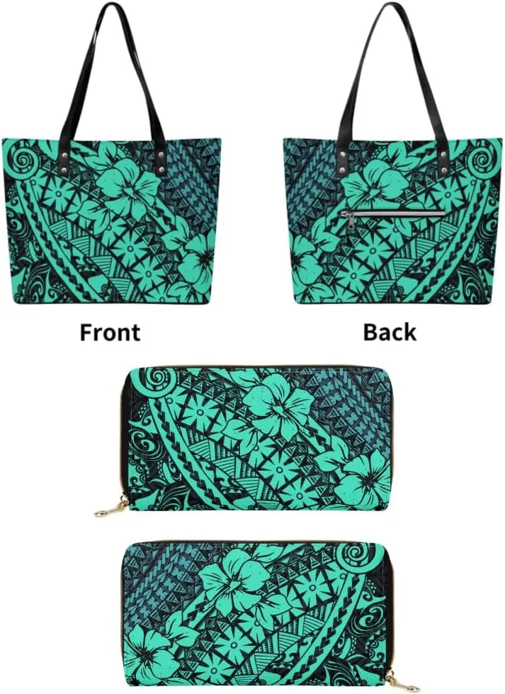 2025 Polynesian Women'S Bag 2-Piece Women'S Pu Handbag Large Capacity Shoulder Bag And The Same Purse
