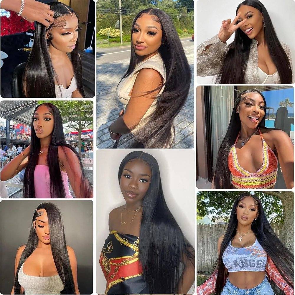 28 Inch 13x6 Lace Front Wigs Human Hair 250% Density HD Transparent Lace Frontal Wigs Human Hair Natural Hairline Straight Glueless Wigs Human Hair Pre Plucked for Women