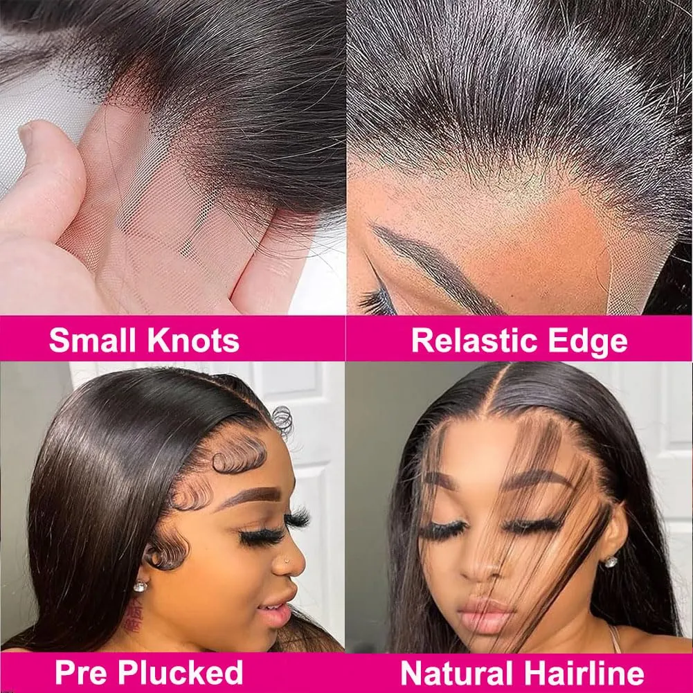 28 Inch 13x6 Lace Front Wigs Human Hair 250% Density HD Transparent Lace Frontal Wigs Human Hair Natural Hairline Straight Glueless Wigs Human Hair Pre Plucked for Women