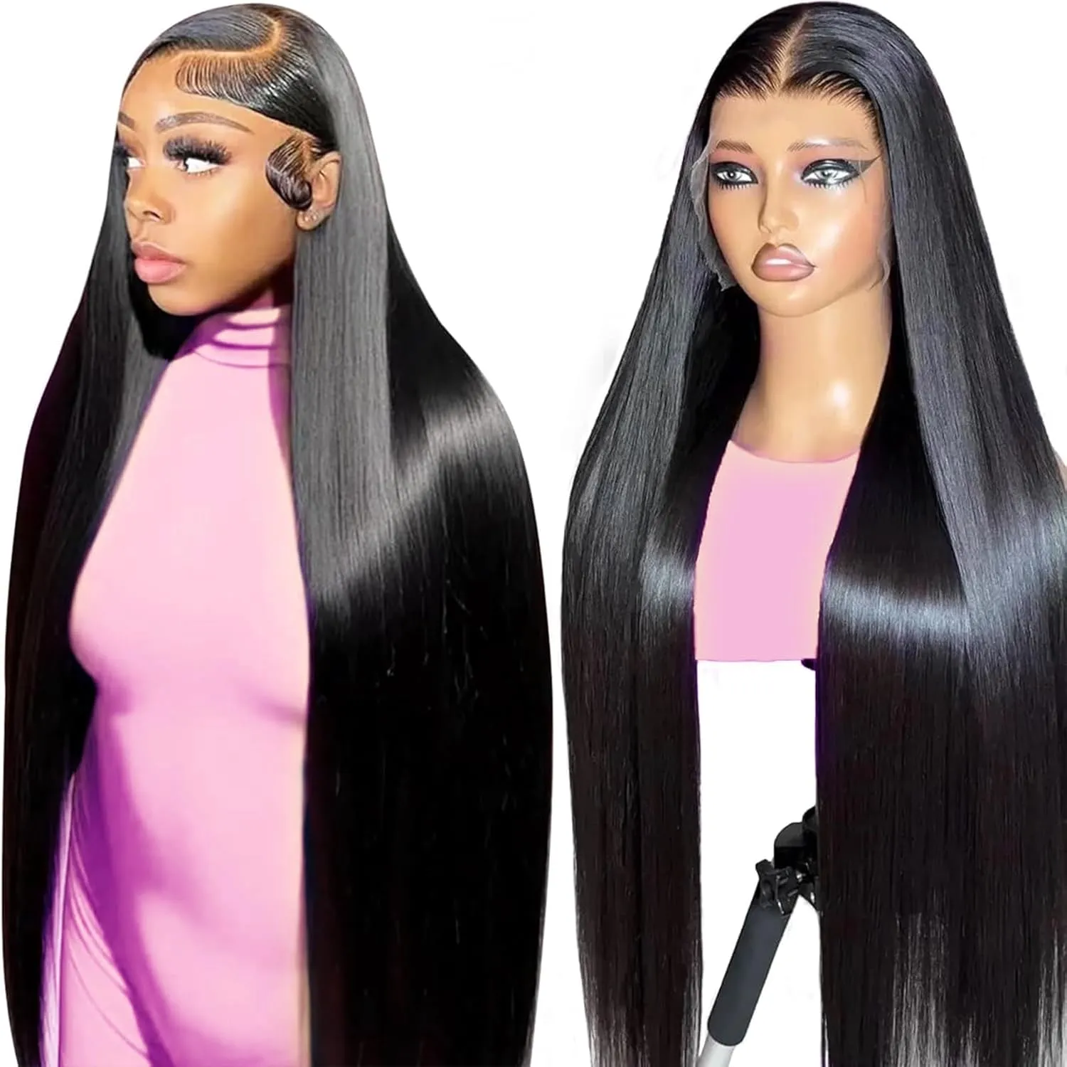 28 Inch 13x6 Lace Front Wigs Human Hair 250% Density HD Transparent Lace Frontal Wigs Human Hair Natural Hairline Straight Glueless Wigs Human Hair Pre Plucked for Women