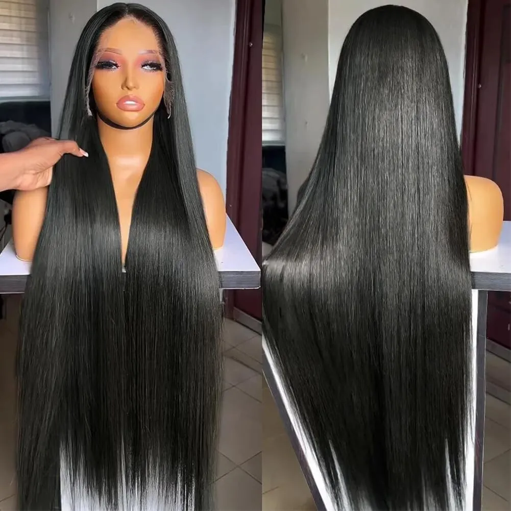 28 Inch 13x6 Lace Front Wigs Human Hair 250% Density HD Transparent Lace Frontal Wigs Human Hair Natural Hairline Straight Glueless Wigs Human Hair Pre Plucked for Women