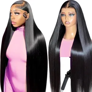 28 Inch 13x6 Lace Front Wigs Human Hair 250% Density HD Transparent Lace Frontal Wigs Human Hair Natural Hairline Straight Glueless Wigs Human Hair Pre Plucked for Women