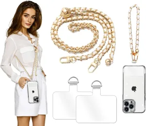 2Pcs Phone Crossbody Lanyard and Wrist Phone Strap,Adjustable Universal Phone Strap Cell Phone Lanyard Crossbody Strap Phone Chain with 2× Tether Tab for Most Phones Bag Purse