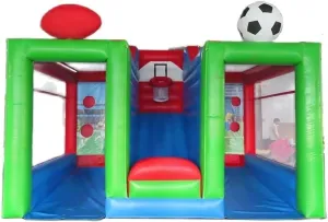 3-in-1 Inflatable Basketball Football Dart Tossing Carnival Sport Game Toys with Blower and Game Accessories (D)
