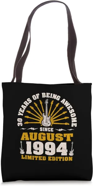 30th Birthday Vintage Guitarist Guitar Lovers August 1994 Tote Bag
