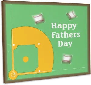 3dRose, Print of Baseball Diamond With Happy Fathers Day, Museum Grade Canvas Wrap 10x8