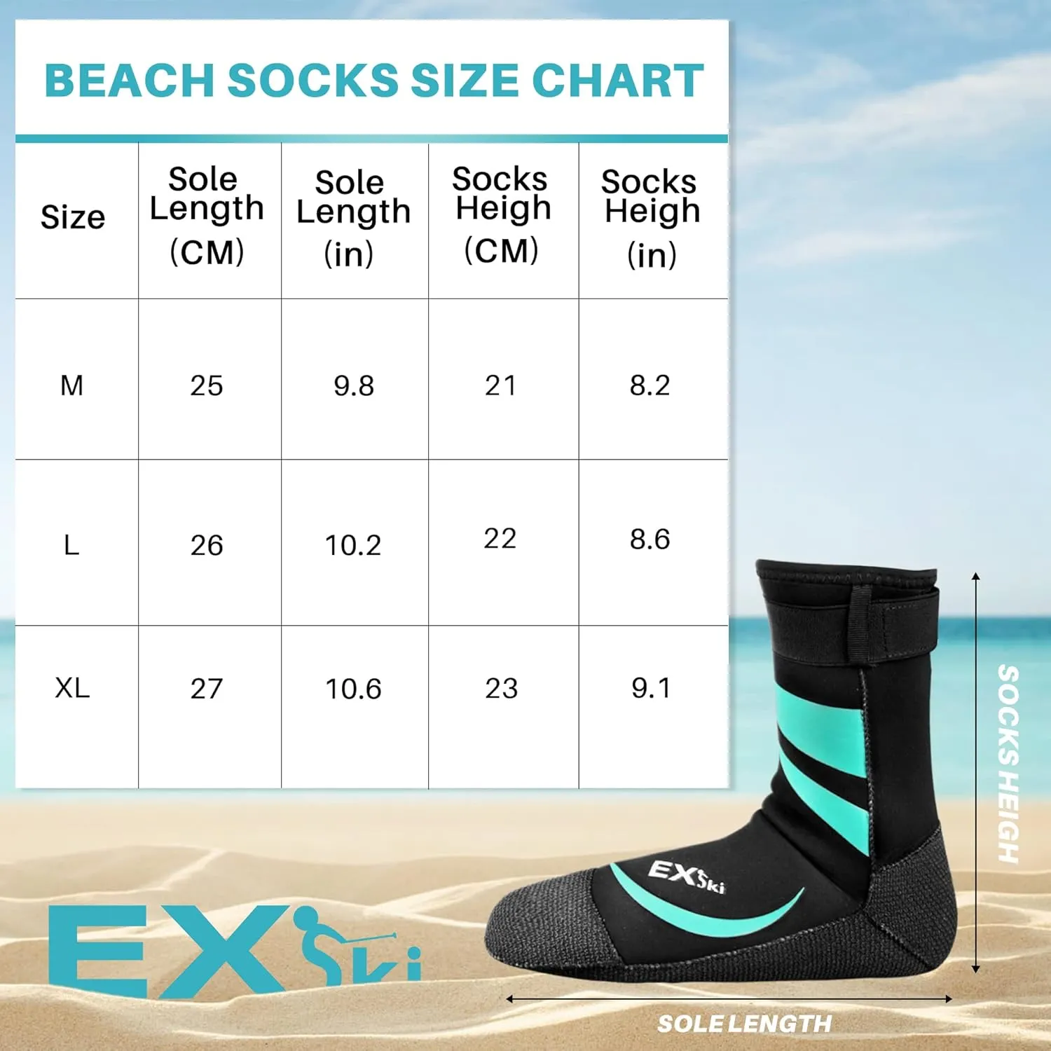 3mm Neoprene Water Socks, Sandproof Durable Beach Volleyball Socks for Men Women
