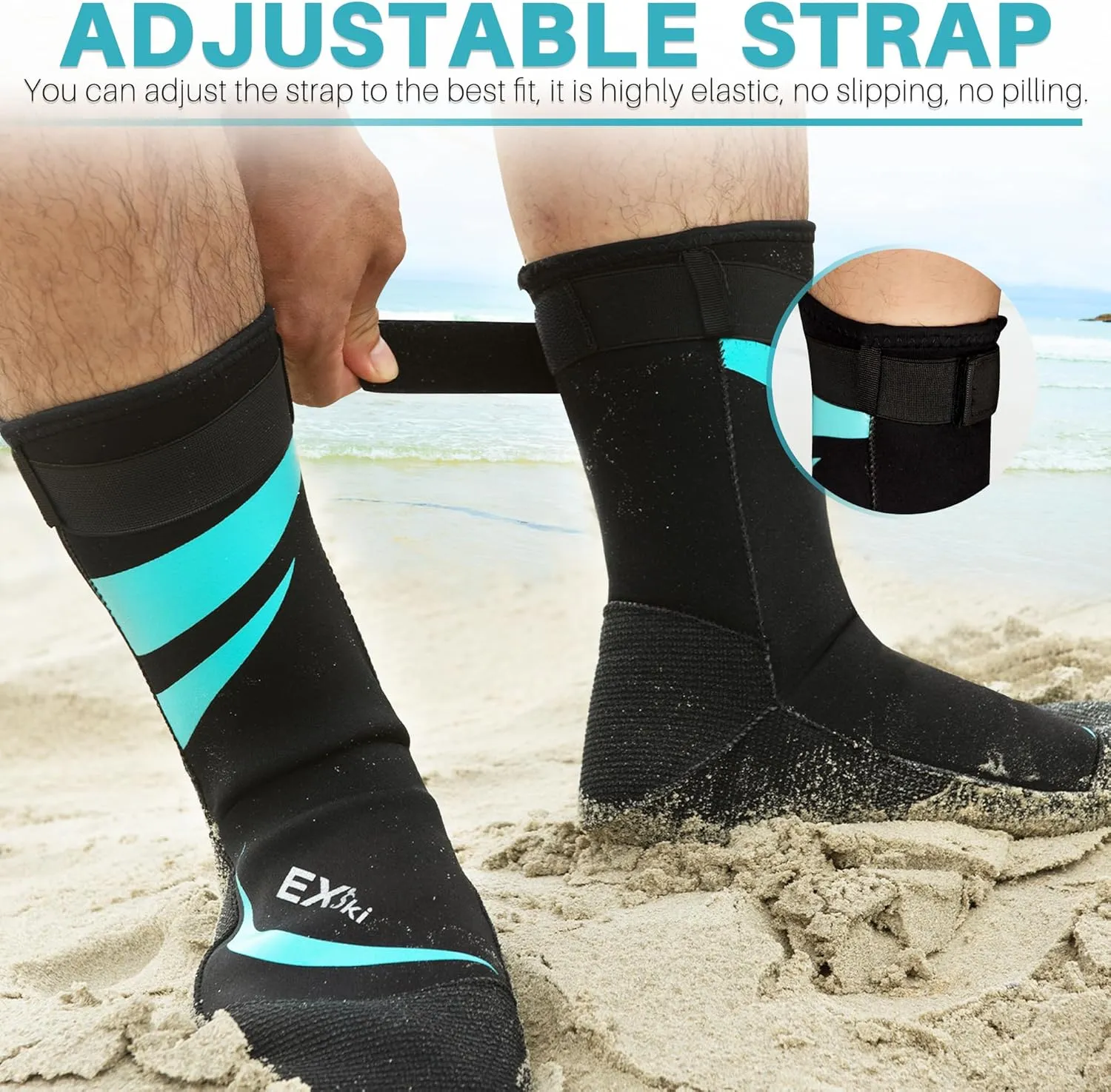 3mm Neoprene Water Socks, Sandproof Durable Beach Volleyball Socks for Men Women