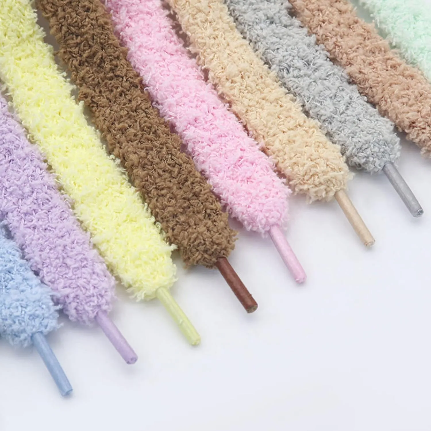 3pairs 1.5cm Wide Flat Plush Towel Shoelaces 10 Colors Delicate Suede Casual Sneaker Laces for Women Charm Shoes Laces