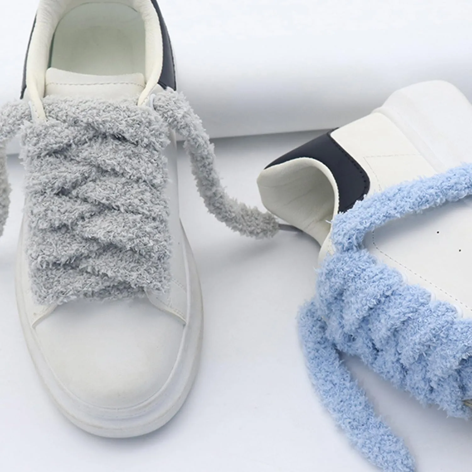 3pairs 1.5cm Wide Flat Plush Towel Shoelaces 10 Colors Delicate Suede Casual Sneaker Laces for Women Charm Shoes Laces