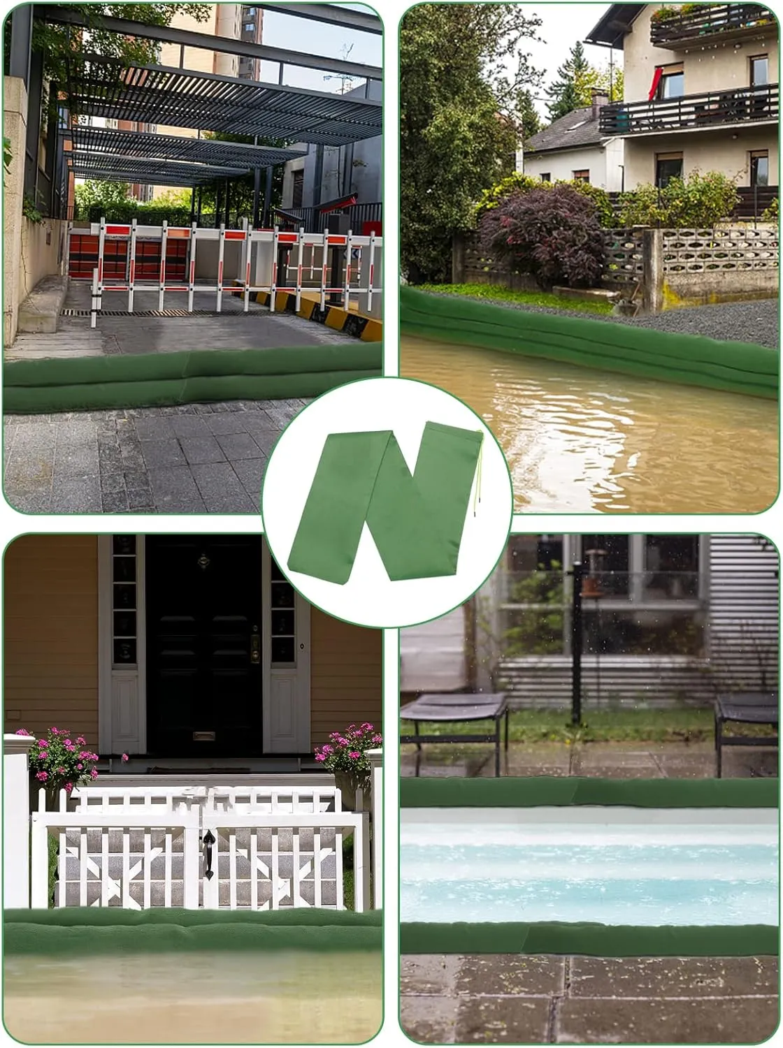 4 Pcs 5'× 6'' Long Sand Bags for Flooding - Thickened Canvas Flood Protection Sandbag Tube with Elastic Band, Reusable Flood Rain Wind Barrier Sand Bag Tube for Door Window Flood Control