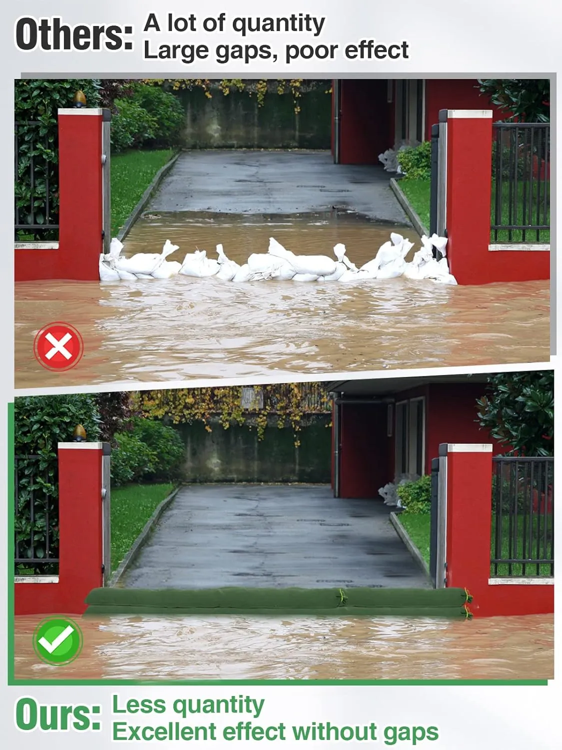 4 Pcs 5'× 6'' Long Sand Bags for Flooding - Thickened Canvas Flood Protection Sandbag Tube with Elastic Band, Reusable Flood Rain Wind Barrier Sand Bag Tube for Door Window Flood Control