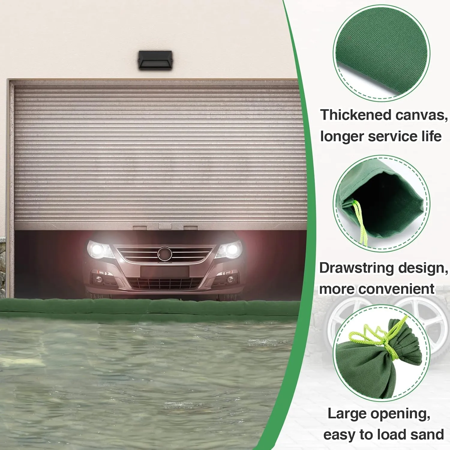 4 Pcs 5'× 6'' Long Sand Bags for Flooding - Thickened Canvas Flood Protection Sandbag Tube with Elastic Band, Reusable Flood Rain Wind Barrier Sand Bag Tube for Door Window Flood Control