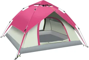 4 Person Instant Pop Up Camping Tent, Easy Set Up Automatic Family Travel Tent, Portable Backpacking Waterproof Windproof Sun Shelter Tent