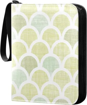 4 Pocket Card Binder with 50 Removable Sleeves Abstract Green Fish Scales Trading Card Binder Collector Card Album for 400 Game Sports Cards