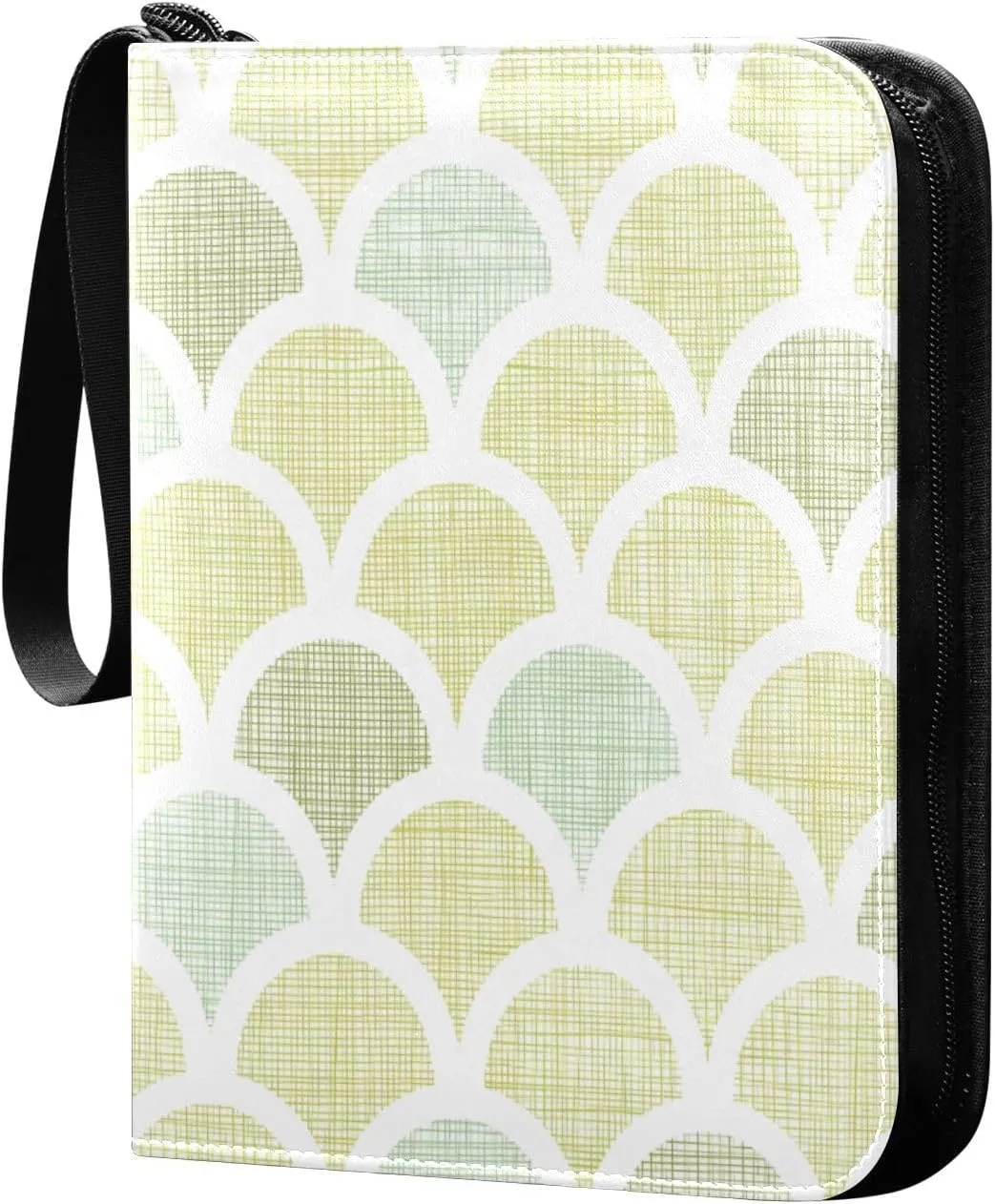 4 Pocket Card Binder with 50 Removable Sleeves Abstract Green Fish Scales Trading Card Binder Collector Card Album for 400 Game Sports Cards