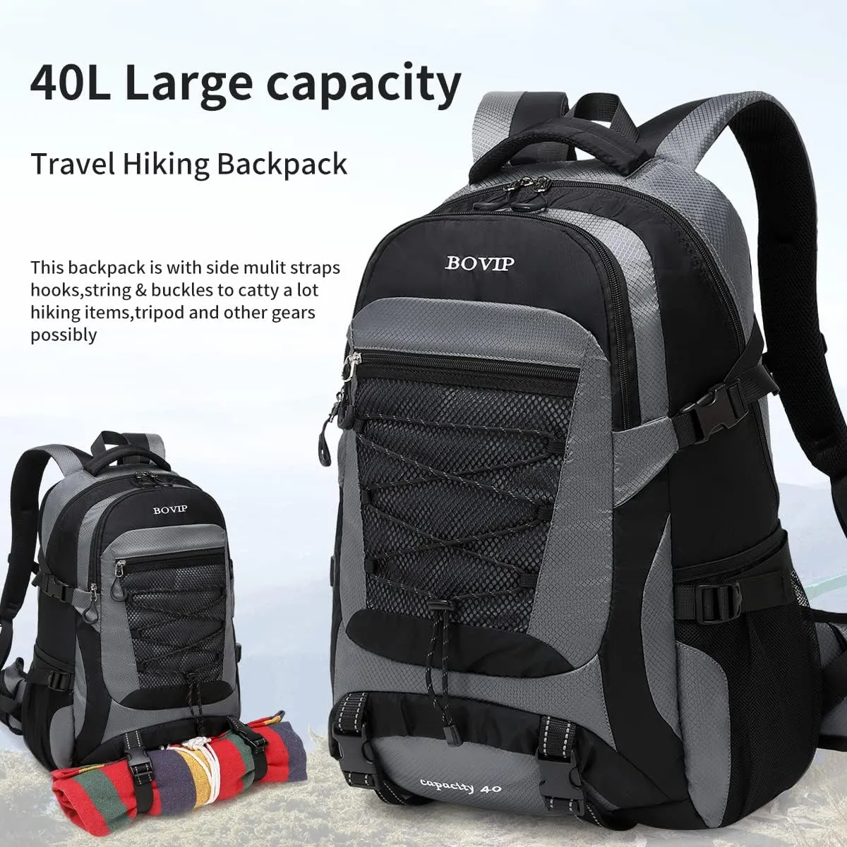 40L Hiking Backpack Waterproof Lightweight Daypack Travel Sports Camping Backpack for Men Women