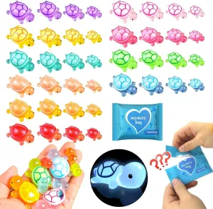 42 Pack Mini Turtle Blind Bags for Kids - Glow in The Dark Resin Turtles| Collectible Sea Turtle Toys for Party Favors, Treasure Hunt Games | Dollhouse Decor, Mini Garden Landscape, Cake Toppers
