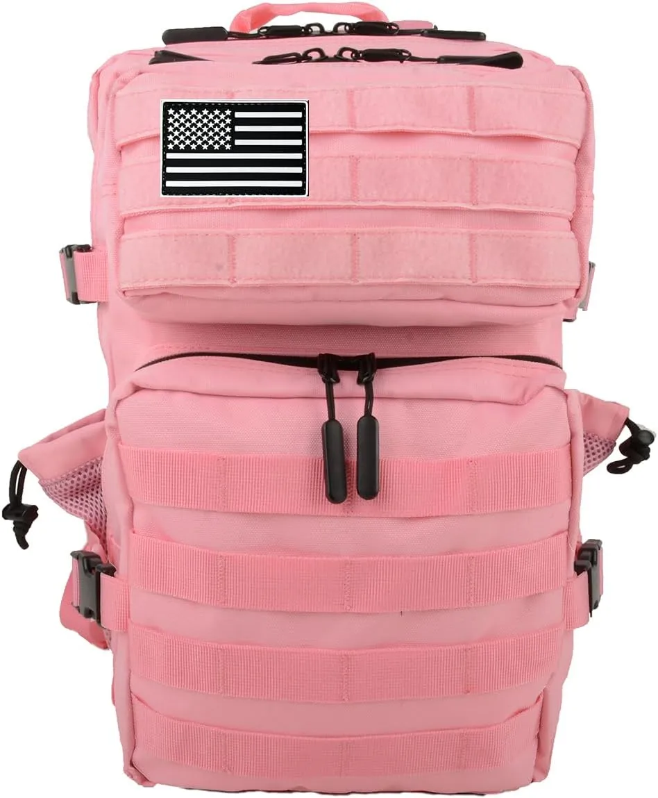 45L Military Tactical Backpack Water-Resistant Army Bag Rucksack MOLLE System - Hydration Compatible Bug Out Bag for Hiking,Gym,Assault Pack,Survival Gear (19.7x11.8)(Lake blue)(Pink)