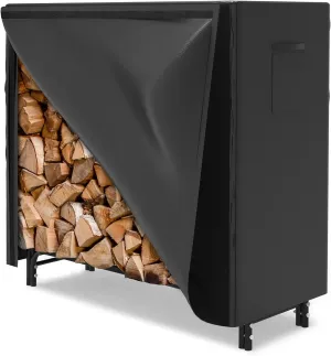 4ft Firewood Log Rack with Cover Outdoor, Heavy Duty Firewood Rack With Weather Resistant 600D Oxford Fabric Cover, Indoor/Outdoor Wood Racks for Fire Wood