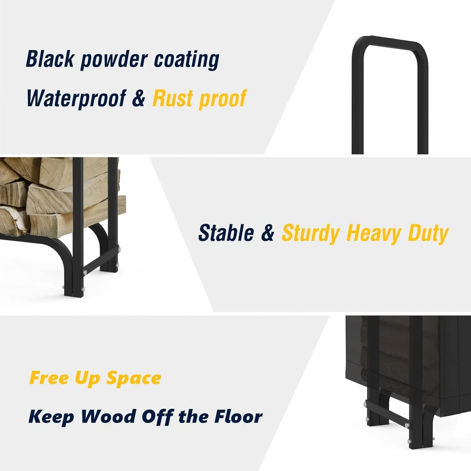 4ft Firewood Log Rack with Cover Outdoor, Heavy Duty Firewood Rack With Weather Resistant 600D Oxford Fabric Cover, Indoor/Outdoor Wood Racks for Fire Wood