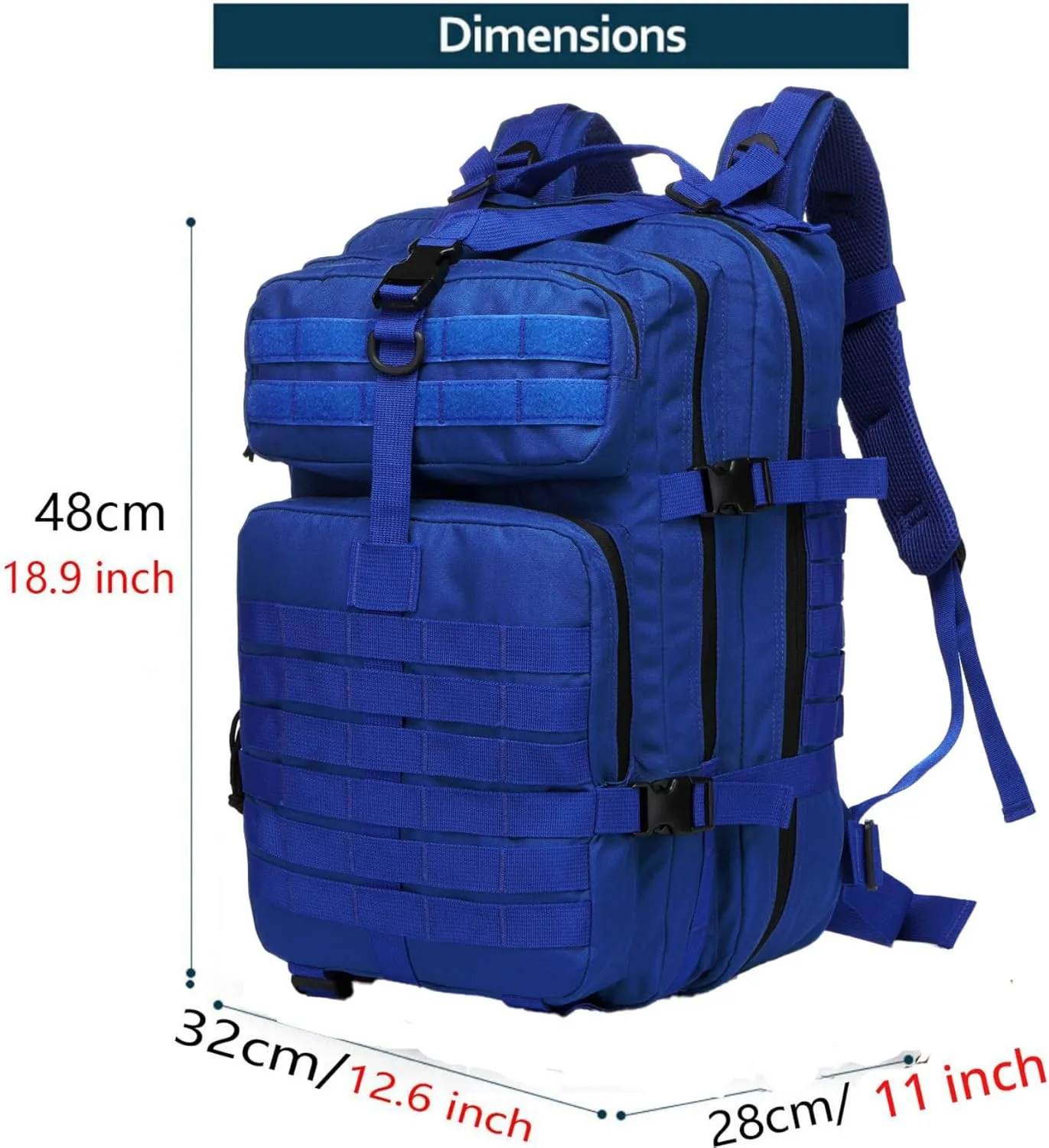 50L Sturdy Nylon Waterproof Fishing Hunting Backpack Outdoor Military Rucksacks Tactical Sports Camping Hiking (Blue)